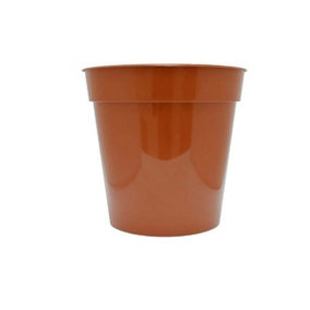 8 Inch Plastic Flower Planter Pot - Terracotta
