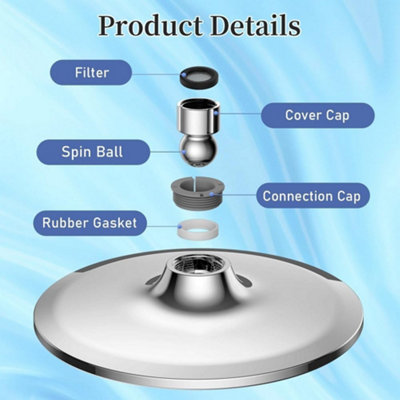 8 Inch Round Rain Shower Head, High Pressure Round Shower Head 100 ...