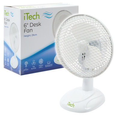 8 Inch White Desk Fan Oscillating 2 Speed Table Top Cooling Device - iTech