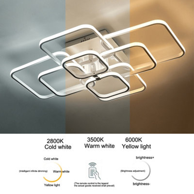 8 Lamp Square Modern Acrylic LED Energy Efficient Semi Flush Ceiling ...