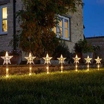 8 Large Light Up Snowflake Stake Lights LED Outdoor Garden Christmas Decoration