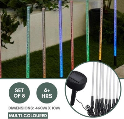 8 Large Solar Powered Stake Rainbow Lights with Bubble Effect LED Lights Decorative Garden lighting