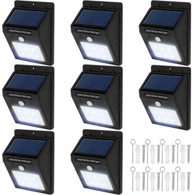 8 LED solar wall lights with motion detector - black