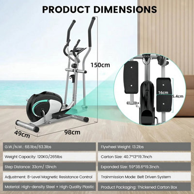 8 Level Elliptical Exercise Machine, Magnetic Elliptical Trainer ...