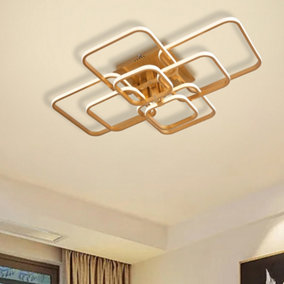 8 Light Gold Contemporary LED Energy Efficient Semi Flush Ceiling Light Dimmable