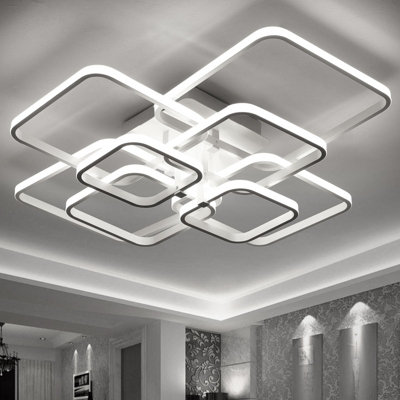 8-Light Tiered Square LED Ceiling Fixture, Modern Acrylic Semi-Flush ...