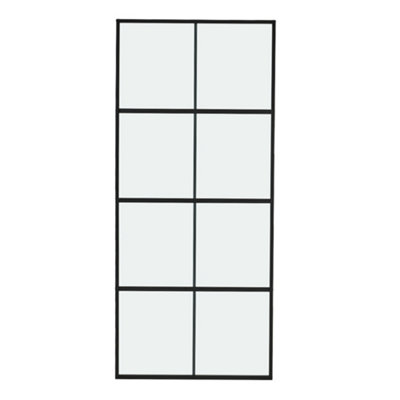 8 Lites Black Heavy Duty Glass Sliding Barn Door Panel Interior Door with 6ft Hardware Kit Roller Track System