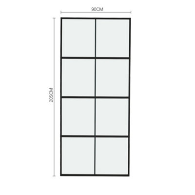 8 Lites Black Heavy Duty Glass Sliding Barn Door Panel Interior Door with 6ft Hardware Kit Roller Track System