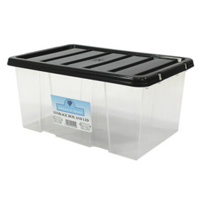 8 Litre 8L Storage Box with Black Lid x5