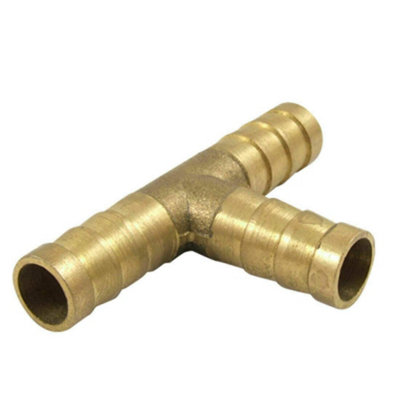Solid Brass 3-Way T Hose Joiner – Barbed Connector For Air, Fuel, Or Water Lines