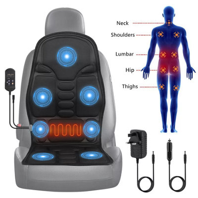 8-MODE HEATED MASSAGE SEAT CUSHION FOR BACK, NECK & BODY PERFECT FOR HOME &  CAR