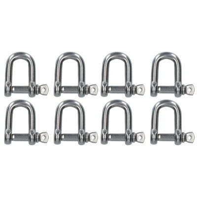 8 Pack 10mm Stainless Steel Dee Shackle Marine Grade 316