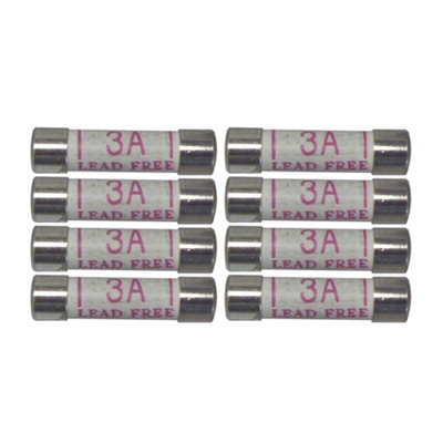 8 Pack Arlec 3 Amp Fuse - 3A Fuses