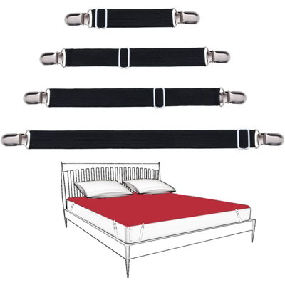 2 Pcs Bed Sheet Clips / Straps - Crisscross Design To Keep Fitted Sheets Tight & Wrinkle-Free-806034