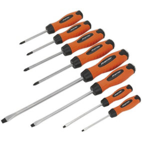 8 PACK - Hi-Vis Orange Hammer Through Screwdriver Set - Hammer Strike Chisel Cap