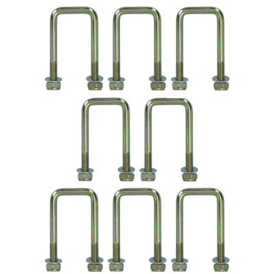 8 Pack M10 40mm x 88mm U-Bolt N-Bolt for Trailers with Nuts HIGH TENSILE