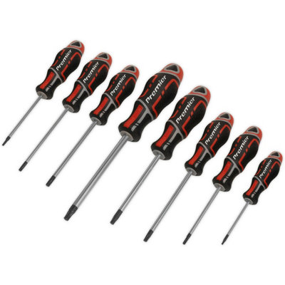 8-Piece Security Torx TRX Screwdriver Set - Tamperproof Star Bits With Soft Grip Handles