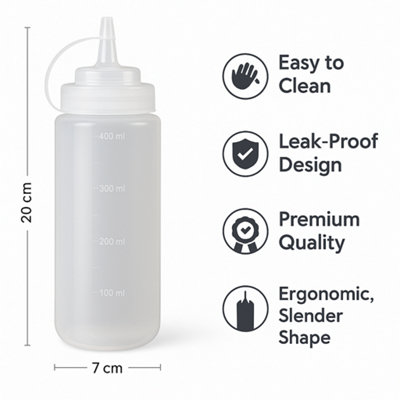 175ML/350ML Large Squeeze Condiment Bottles With Nozzles Ketchup BBQ