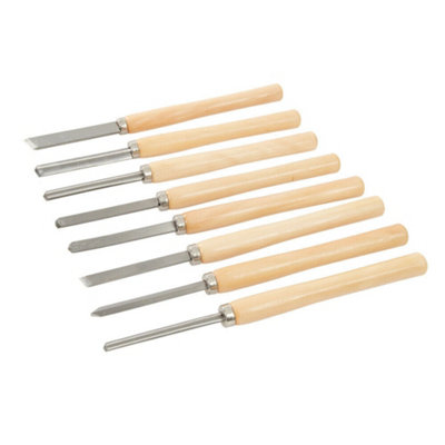 8 PACK Wood Turning Chisel Set Long 2 Handed Handles Wood Lathes Shaping Tools