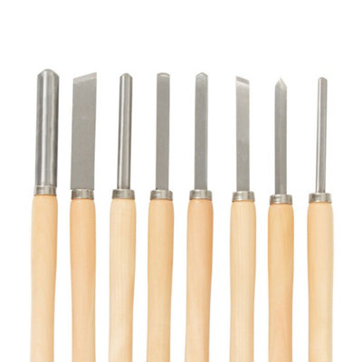 8 PACK Wood Turning Chisel Set Long 2 Handed Handles Wood Lathes Shaping Tools