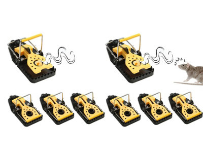 8 Pack Yellow Rat Traps Fast Effective Rodent Instant Kill Design