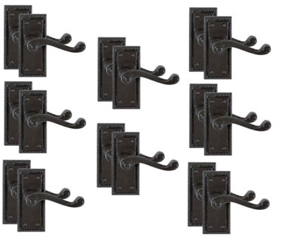 8 Pair of Matt Black Georgian Lever Latch Hnadles 107mm x 48mm - Golden Grace Price Comparisons | Compare The Build