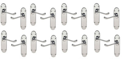8 Pairs of Epsom Design Victorian Scroll Handle on Shaped Backplate Door Lever Latch Premium Door Handle Polished Chrome