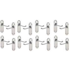 8 Pairs of Epsom Design Victorian Scroll Handle on Shaped Backplate Door Lever Latch Premium Door Handle Polished Chrome