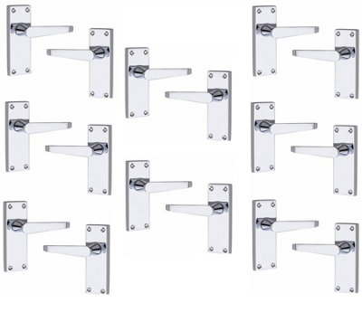 8 Pairs Victorian Straight Lever Latch Handles Polished Chrome Finish 120mm x 40mm - Golden Grace