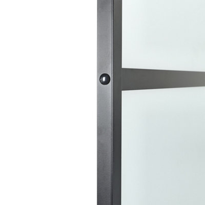 8 Panels Clear Glass Barn Door Intenal Sliding Door 90cm W x 205cm H with Hardware Track Kit 1.83m