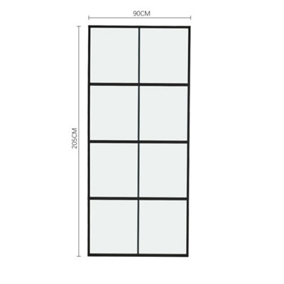 8 Panels Clear Glass Barn Door Intenal Sliding Door 90cm W x 205cm H with Hardware Track Kit 1.83m