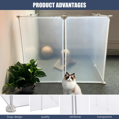 8 Panels Portable Clear Pet Playpen Fence for Outdoor and Indoor Use ...