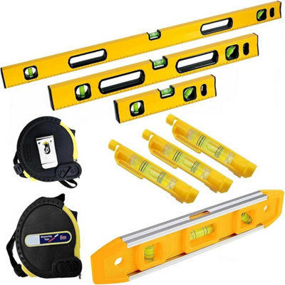 8 Pcs Magnetic Alloy Spirit Level Set with Torpedo Level, 5M Measuring ...