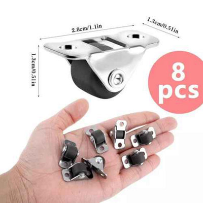 8 pcs Mini Caster Wheels, Rubber Swivel Rolling Wheels for Furniture ...