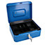 8" Petty Cash Box Money Coin Tin Deposit Security Safe Organiser 2 Keys Blue