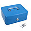 8" Petty Cash Box Money Coin Tin Deposit Security Safe Organiser 2 Keys Blue
