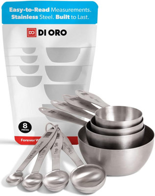 8-Piece 18/8 Stainless Steel Measuring Cup and Spoon Set