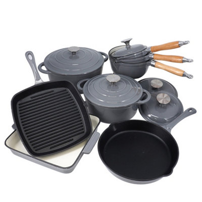 Nouvelle Cast Iron 8 Piece Cookware Set - Grey