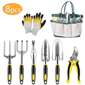 8-Piece Garden Tools Set for Gardening Aluminum Alloy Heavy Duty Kit, with Storage Tote Bag, Ergonomic Rubber Grip