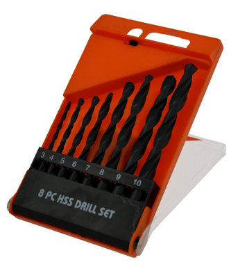 8 Piece HSS Black Drill Bit Set For Metalwork