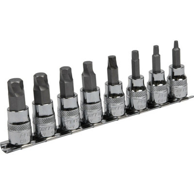 8-Piece Metric Hex Key Socket Bit Set for Damaged and Stripped Bolts - 3/8" Drive