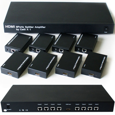 Multiplicateur et Répartiteur HDMI de 8 ports Extension sur un câble  Ethernet Cat.5e 50 m avec IR