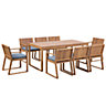 8 Seater Acacia Wood Garden Dining Set with Blue Cushions SASSARI
