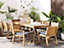 8 Seater Acacia Wood Garden Dining Set with Navy Blue and White Cushions SASSARI
