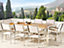8 Seater Garden Dining Set Eucalyptus Wood Top with Beige Chairs GROSSETO