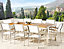 8 Seater Garden Dining Set Eucalyptus Wood Top with White Chairs GROSSETO