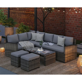 8 seater grey rattan corner sofa set with coffee table