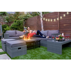 8-Seater Gunnersbury Rattan Corner Sofa Set - Black