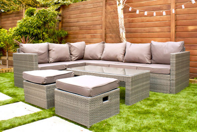 8-Seater Gunnersbury Rattan Corner Sofa Set - Brown