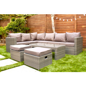 8-Seater Gunnersbury Rattan Corner Sofa Set - Brown